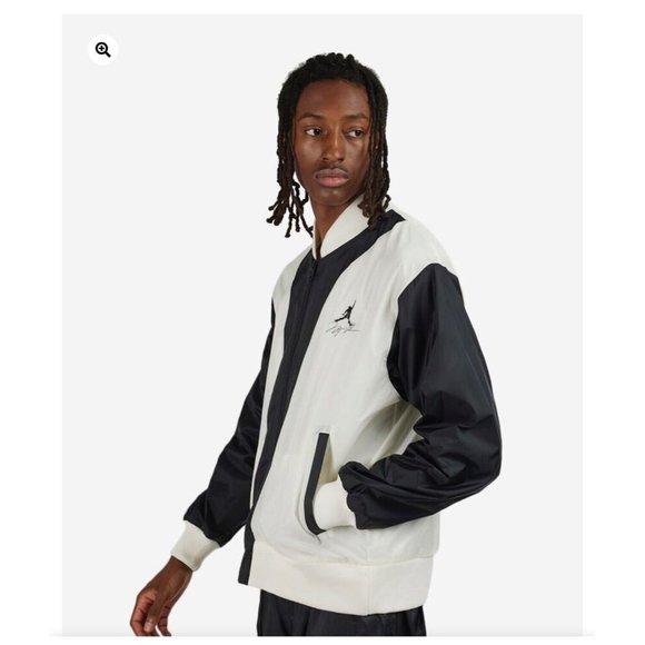 Jordan Flight Jacket Mens Large MVP FB7032-133 Black Off White New Back Spellout - Picture 4 of 13